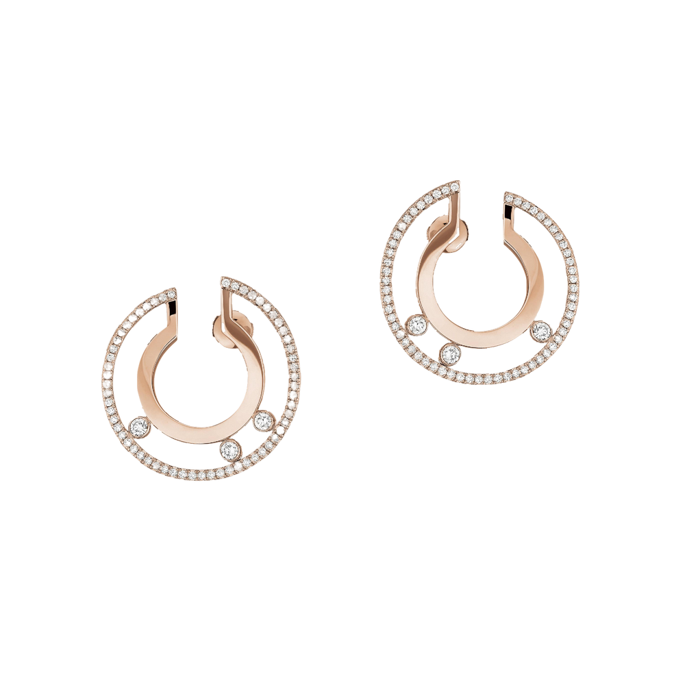 Move Romane Hoop Pink Gold Diamond Earrings