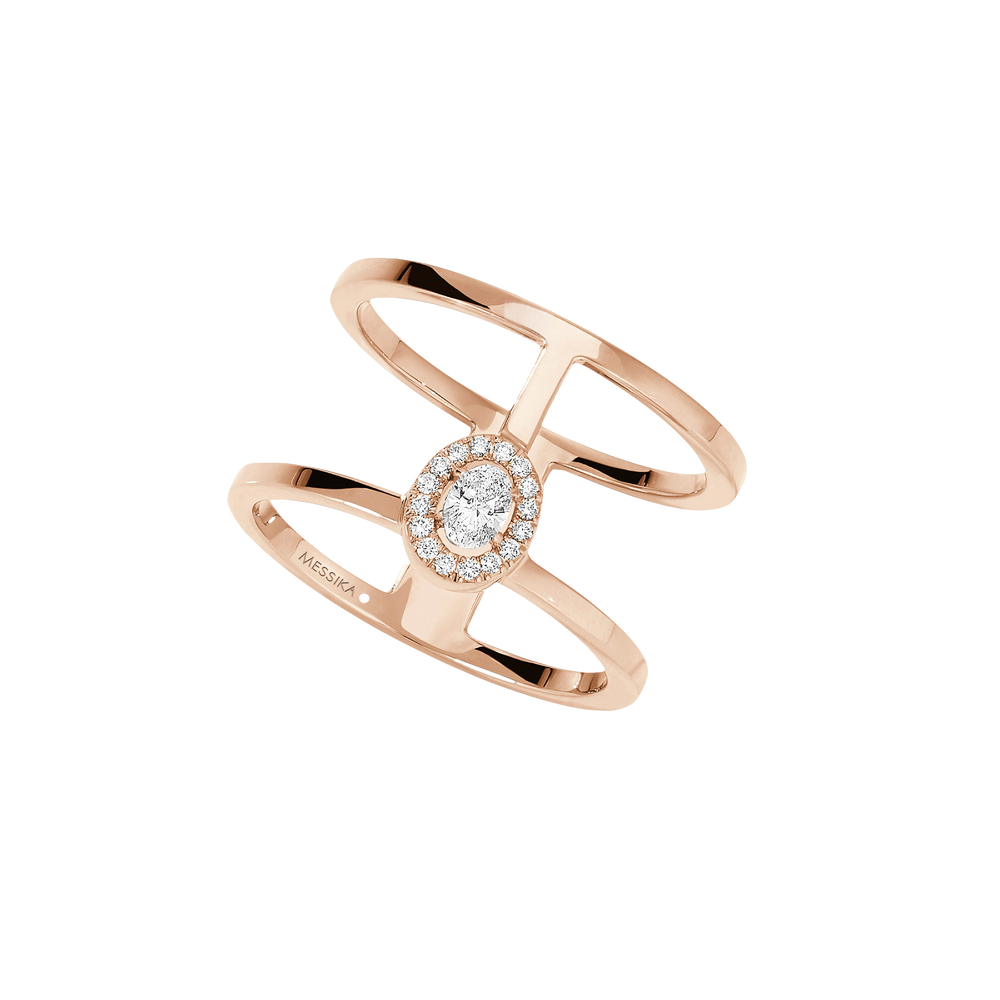 Glam'Azone 2 Rows Pink Gold Diamond Ring