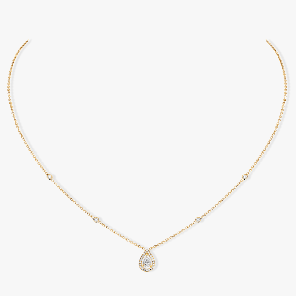 Yellow Gold Diamond Necklace Joy Pear Diamond 0.25ct