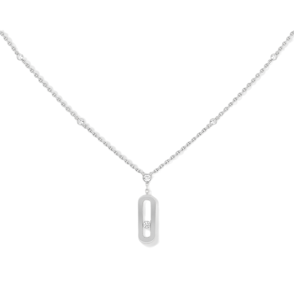 Move Uno Long Necklace White Gold Diamond Necklace