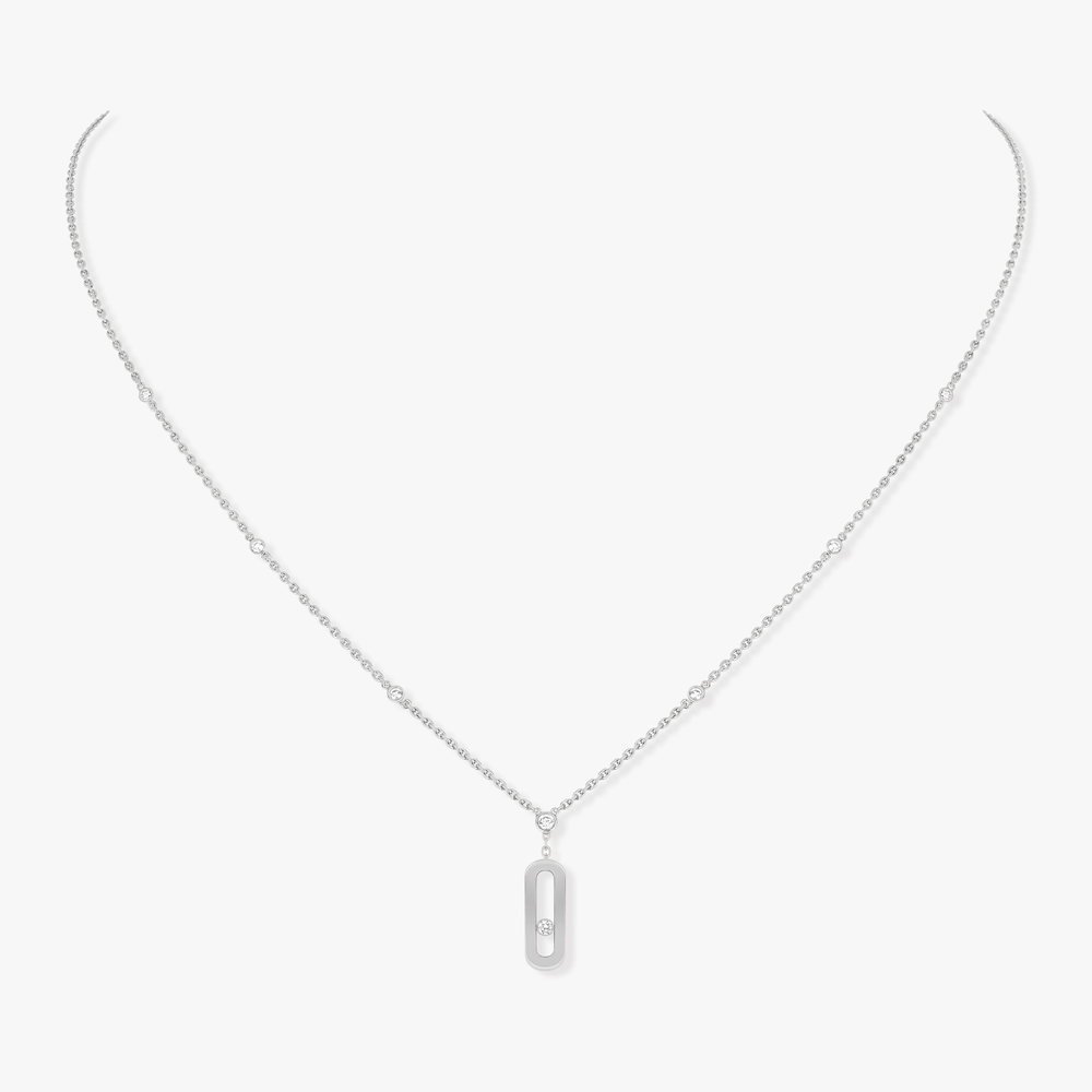 Move Uno Long Necklace White Gold Diamond Necklace