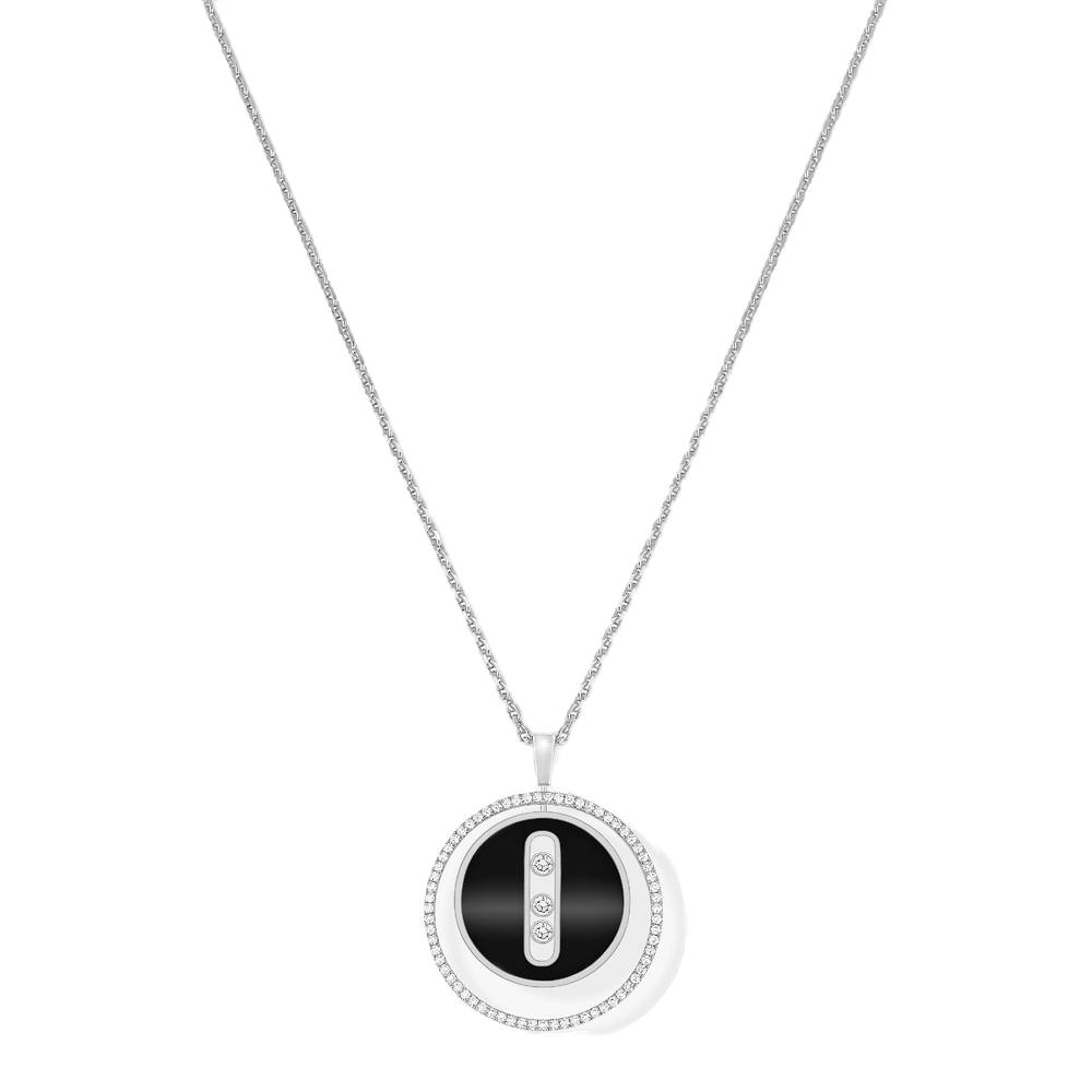 Lucky Move MM Onyx Collier Diamant Or Blanc