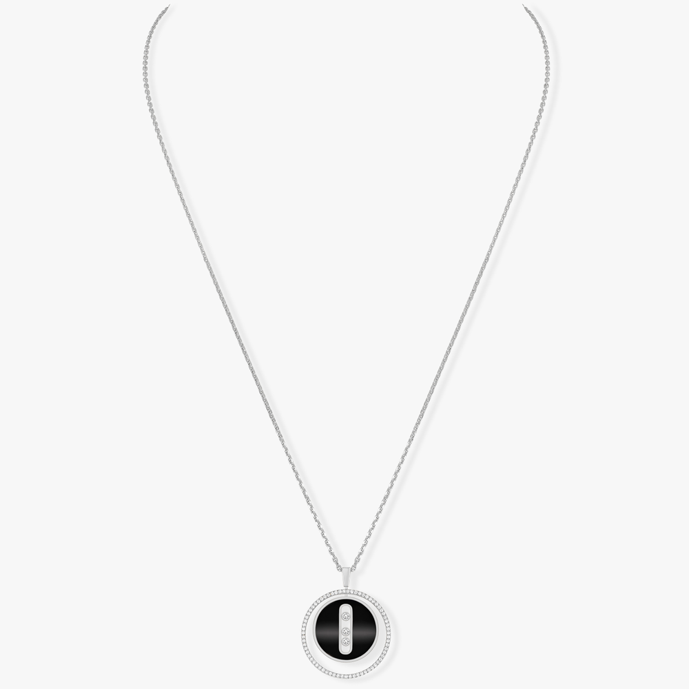 Lucky Move MM Onyx Collier Diamant Or Blanc