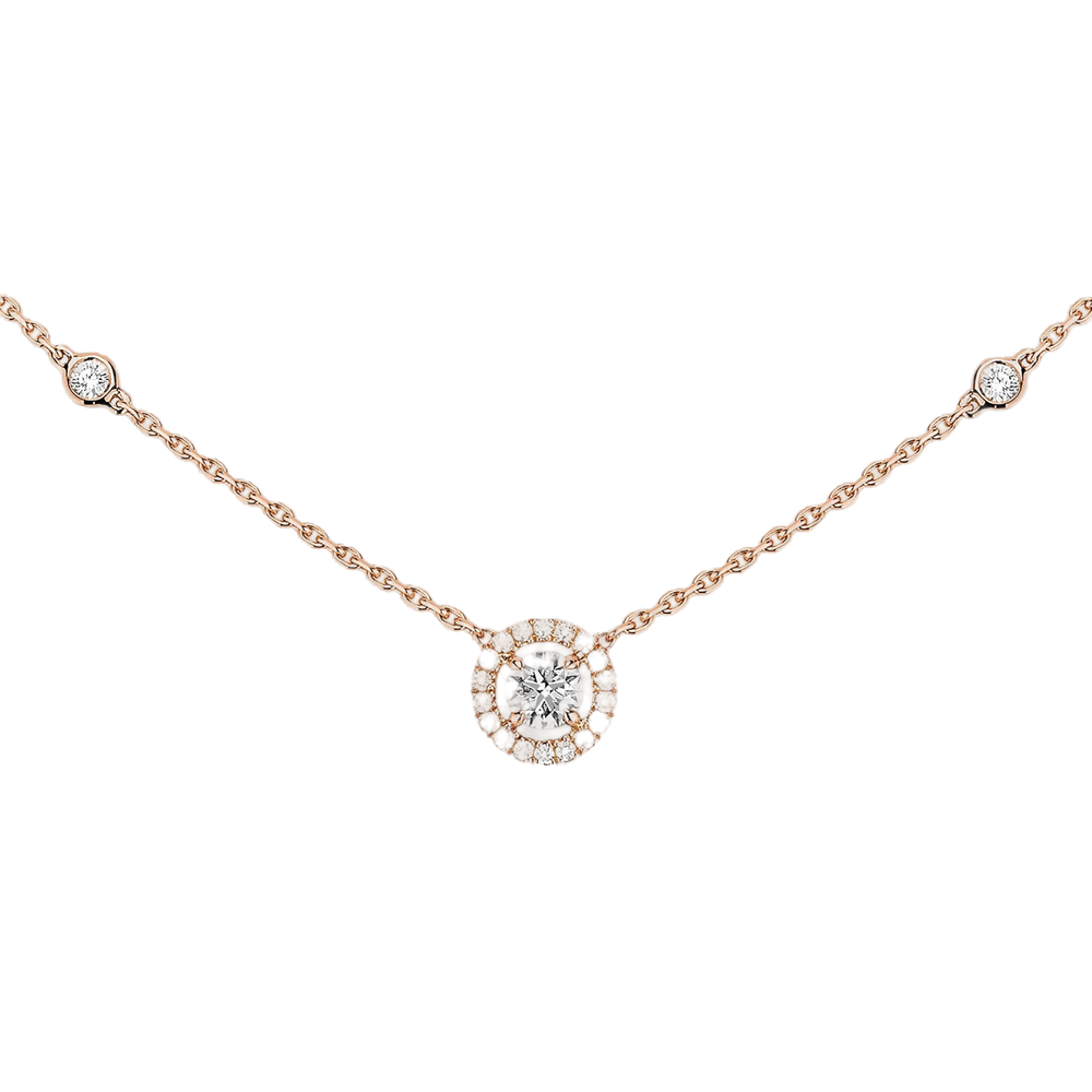 Pink Gold Diamond Necklace Joy Round Diamond 0.20ct