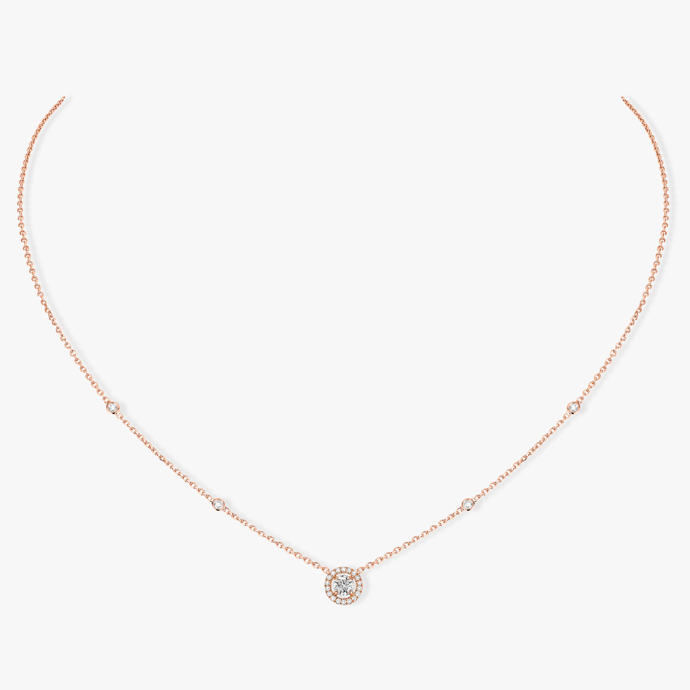 Pink Gold Diamond Necklace Joy Round Diamond 0.20ct