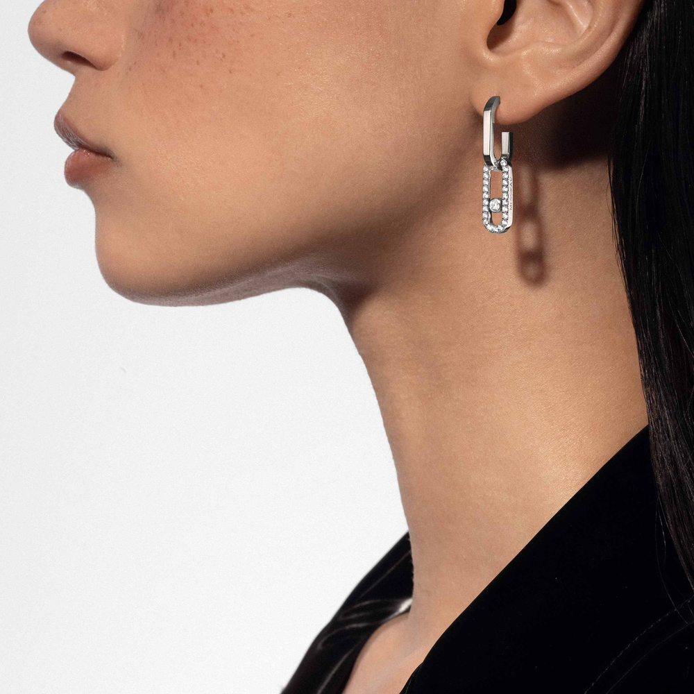 White Gold Diamond Earrings Move Link