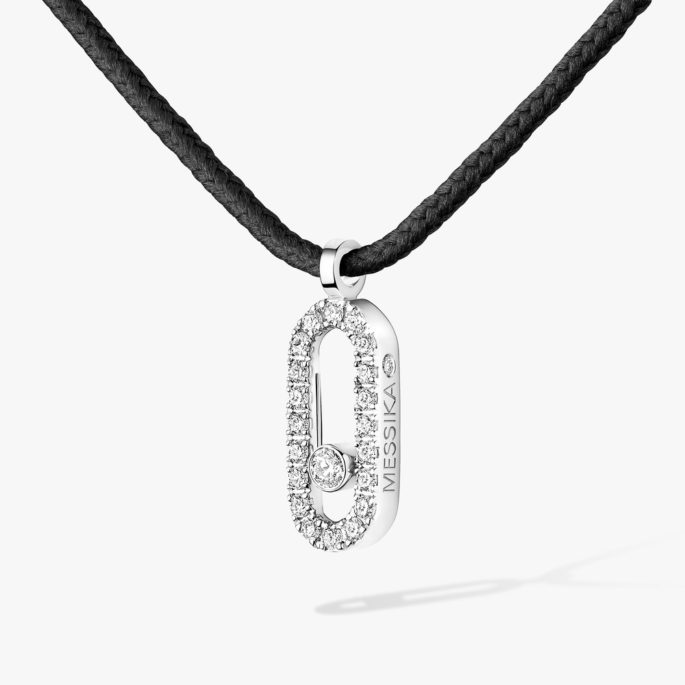 Messika CARE(S) Black Cord Pavé Necklace White Gold Diamond Necklace