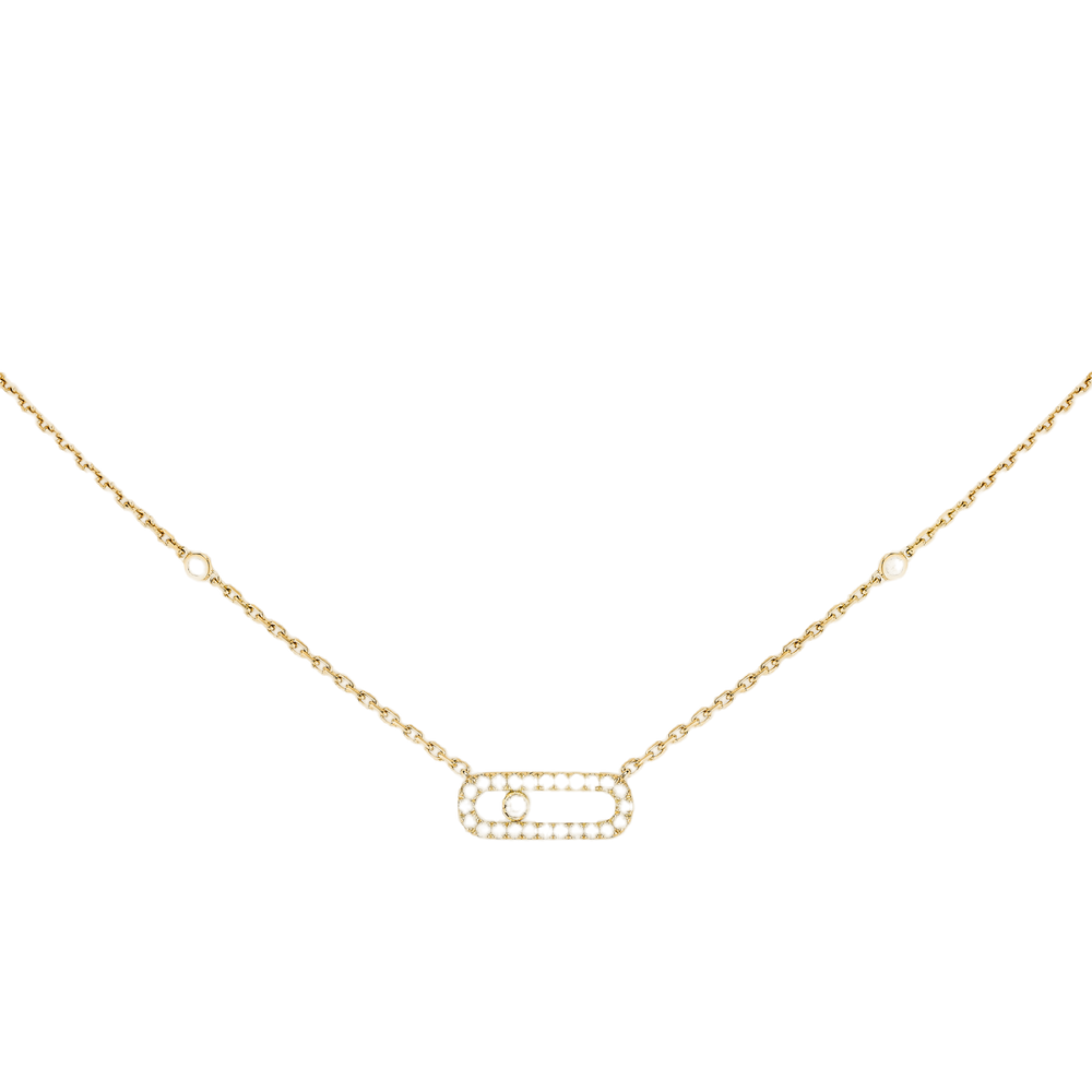 Yellow Gold Diamond Necklace Move Uno Pavé