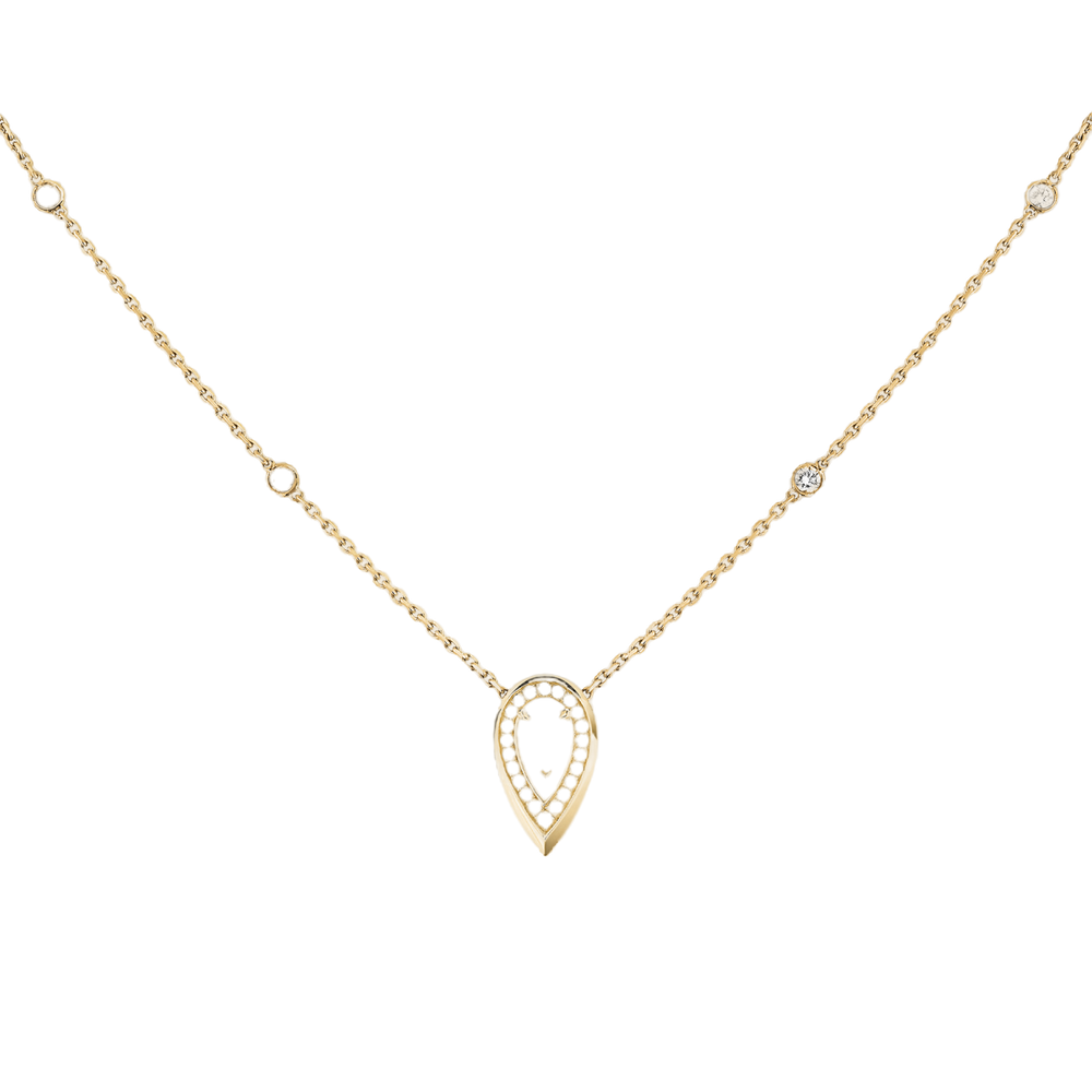 Yellow Gold Diamond Necklace Fiery 0.10ct