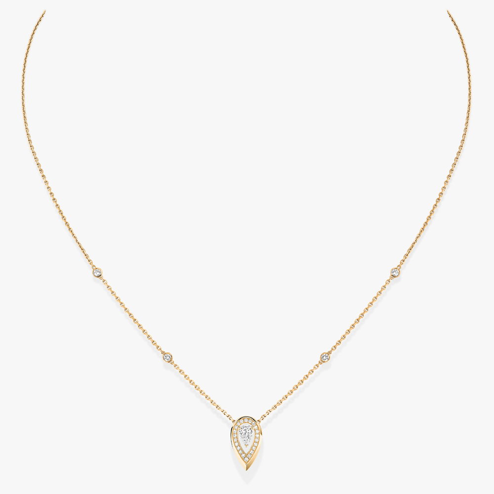 Yellow Gold Diamond Necklace Fiery 0.10ct