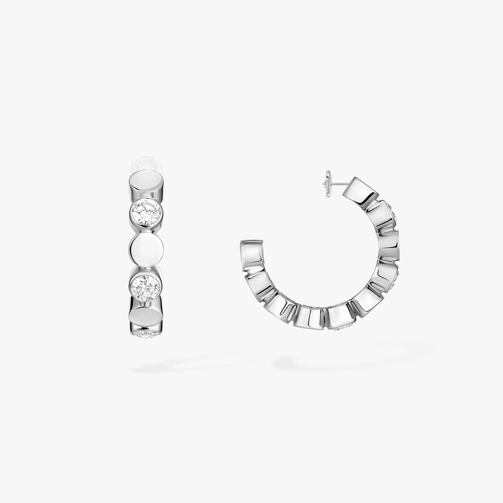 Mini Créoles D-Vibes Boucles d'oreilles Diamant Or Blanc