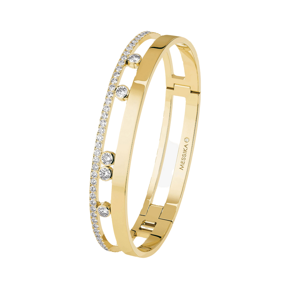 Yellow Gold Diamond Bracelet Move Romane Large Bangle