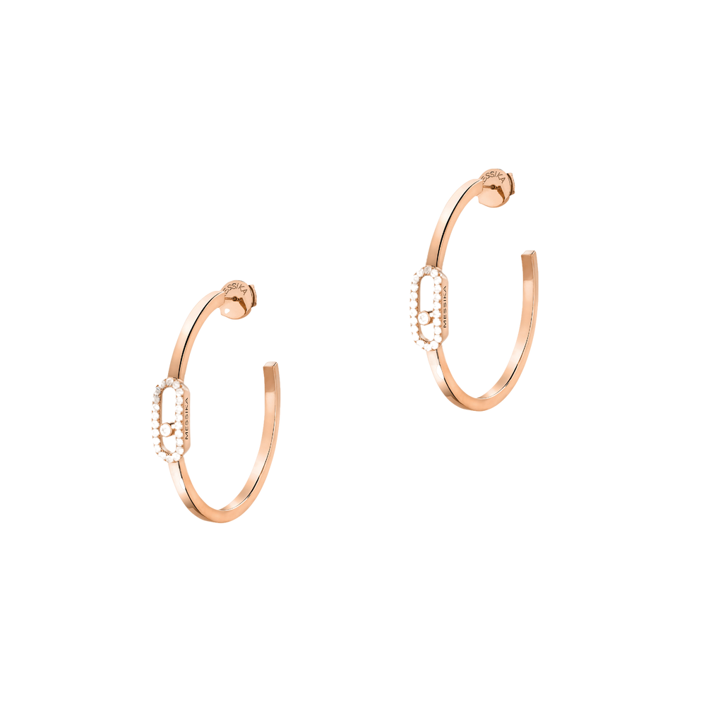 Move Uno Small Hoop Earrings Pink Gold Diamond Earrings