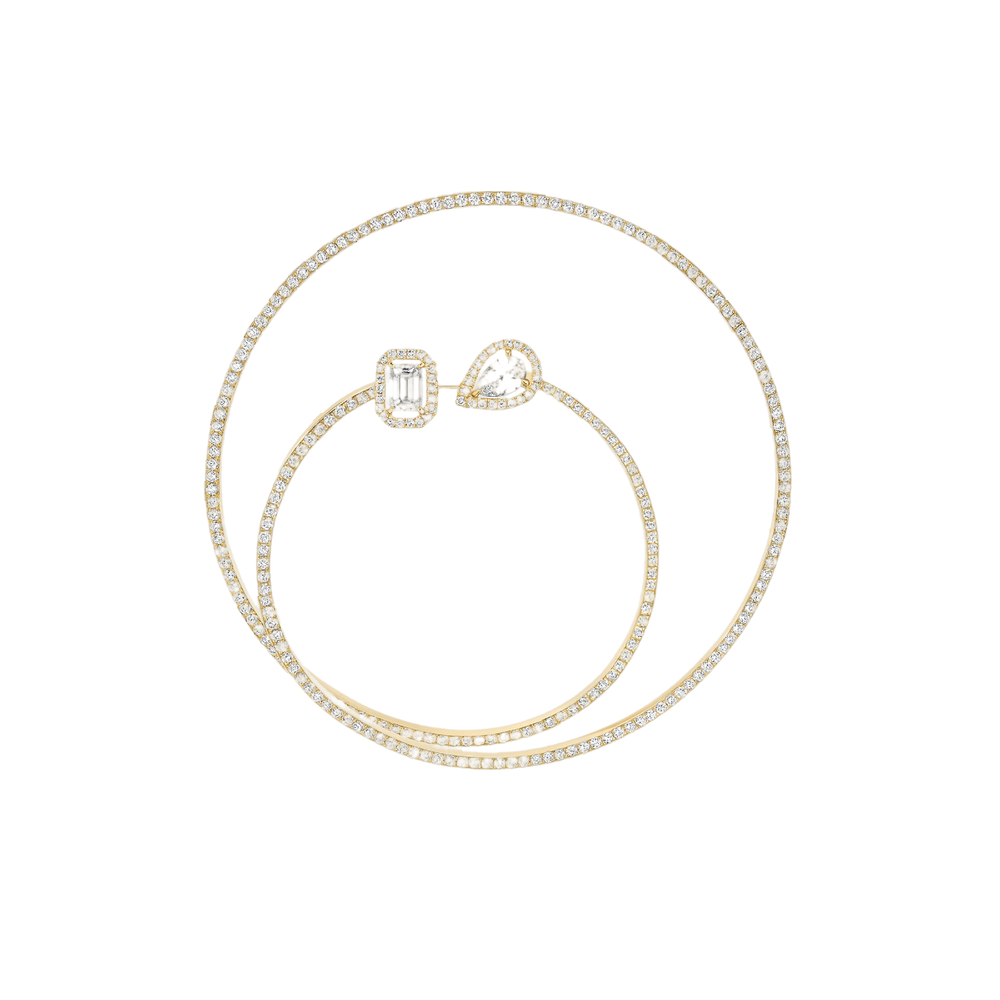 Yellow Gold Diamond Earrings My Twin Pavé Mono Hoop 2x0.10ct