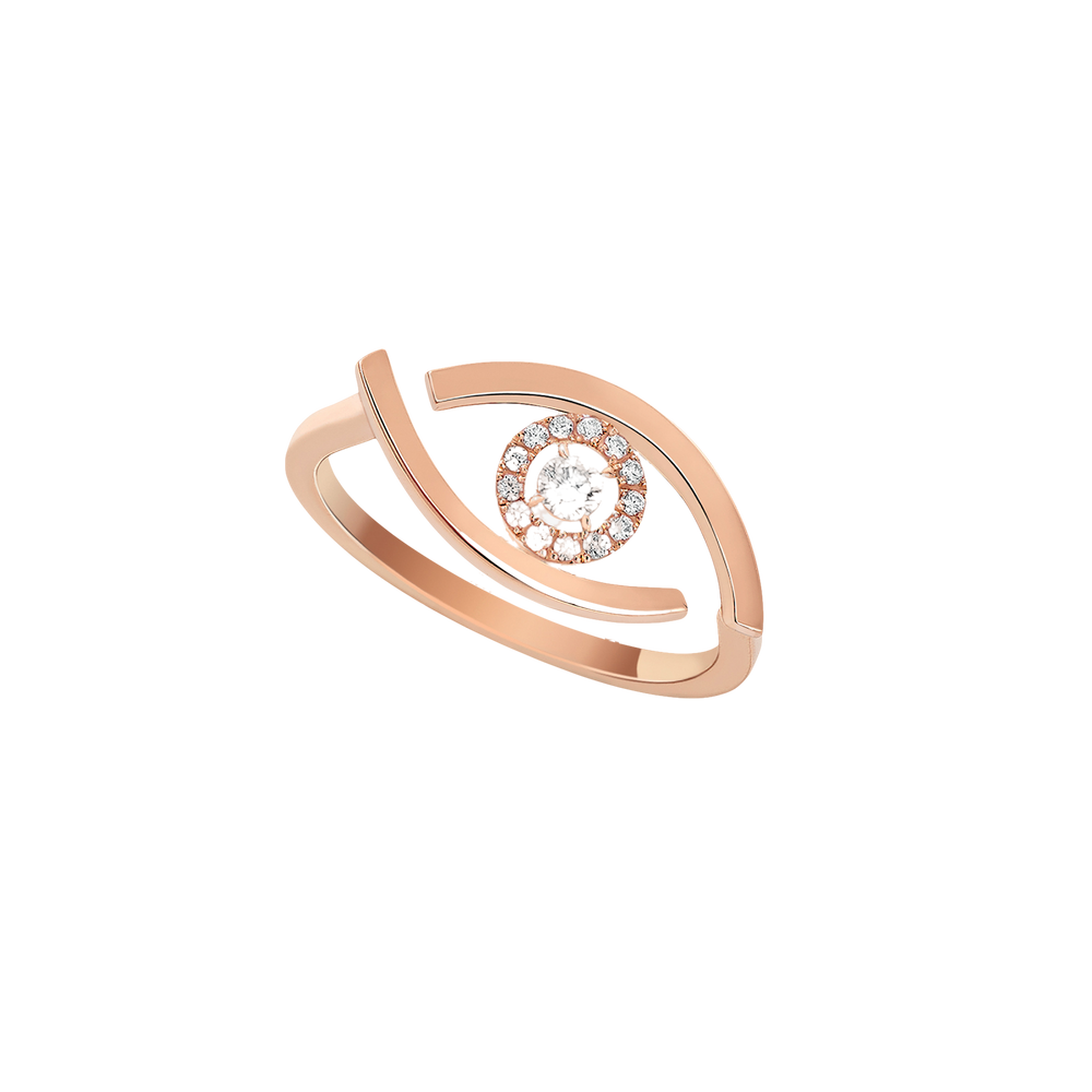 Pink Gold Diamond Ring Lucky Eye
