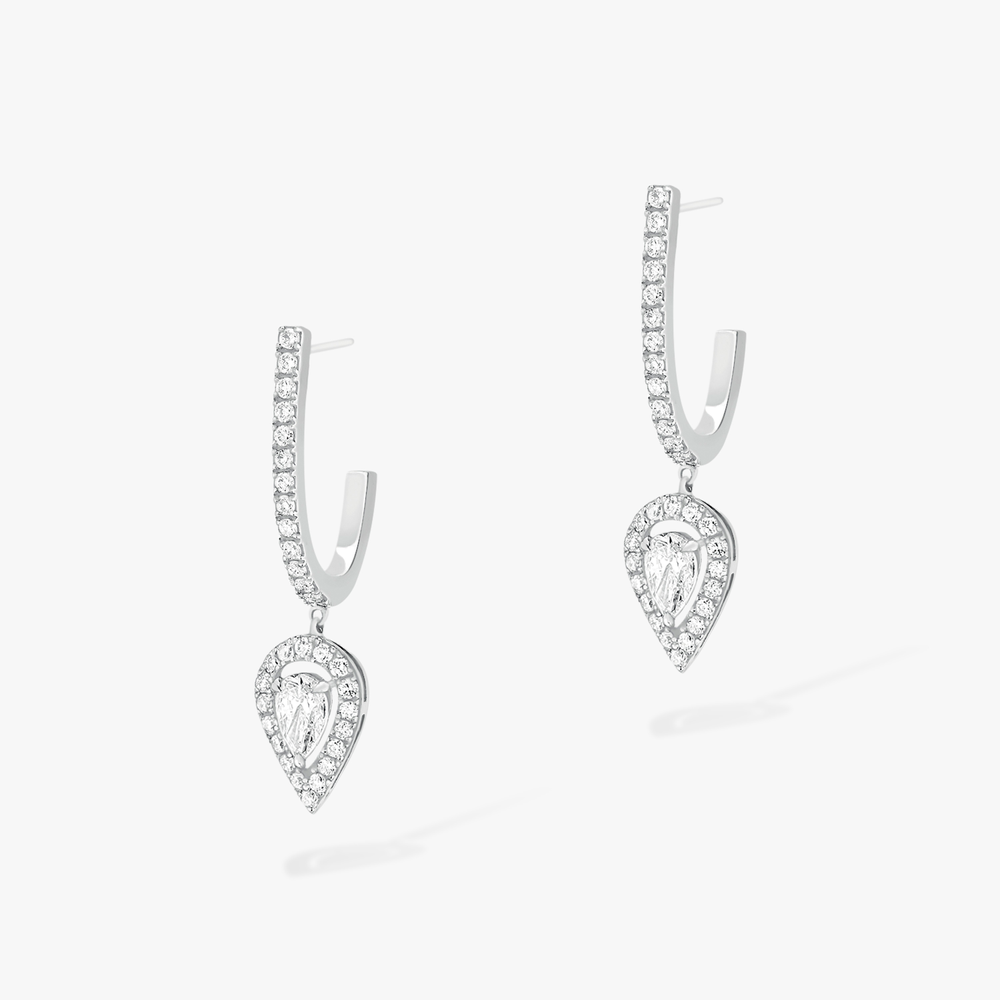 White Gold Diamond Earrings Joy Hoop Earrings Pear Diamond 2x0.10ct